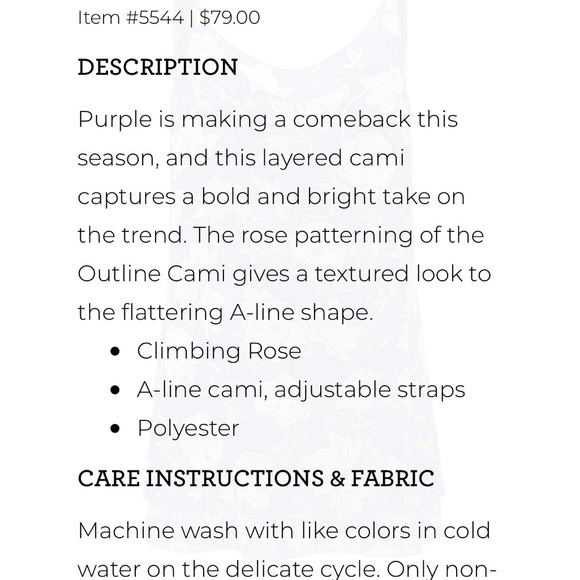 Cabi Outline Cami.  Size S - Picture 7 of 7